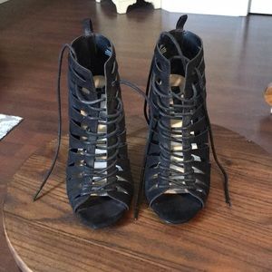 Lace up black heels